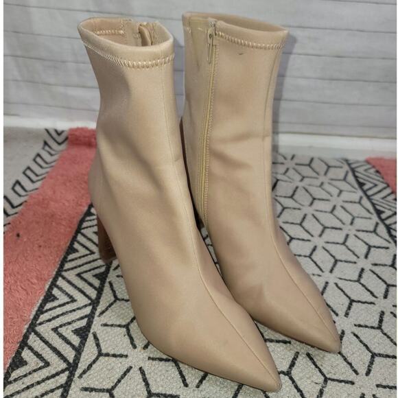 JEFFREY CAMPBELL COMA STRETCH HEELED BOTTIES IN NUDE, SZ 8 - Picture 3 of 16